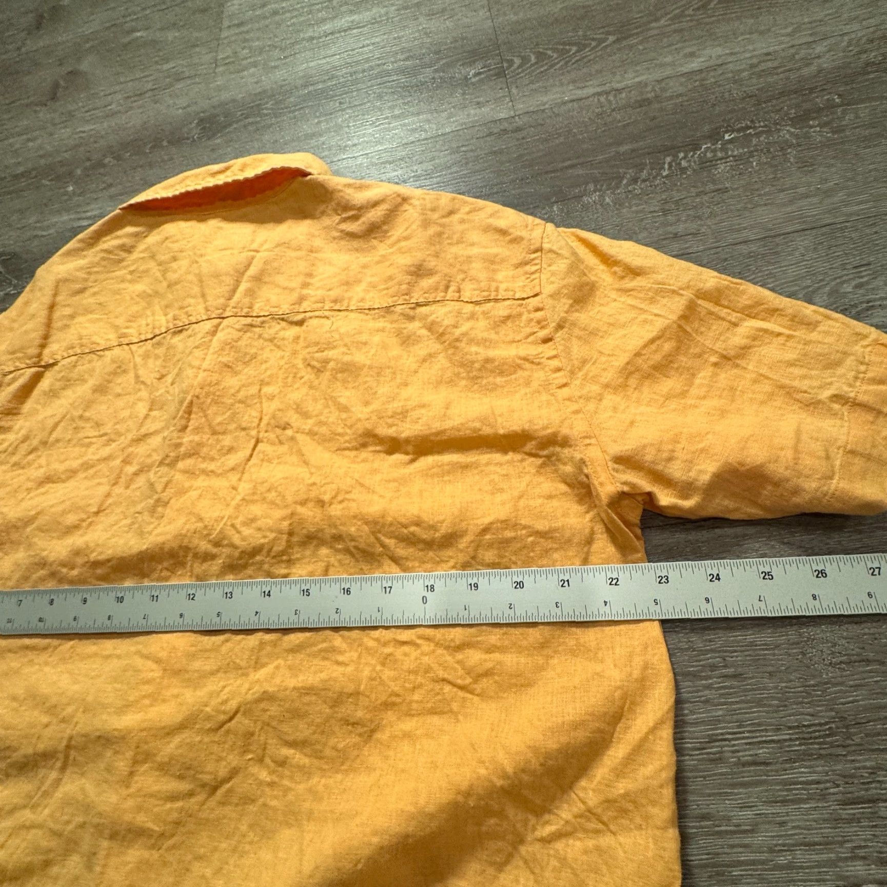 H&M H&M Shirt Mens M Orange Linen Button-Up Short Sleeve Pocket Classic Regular Size US M / EU 48-50 / 2 - 7 Thumbnail