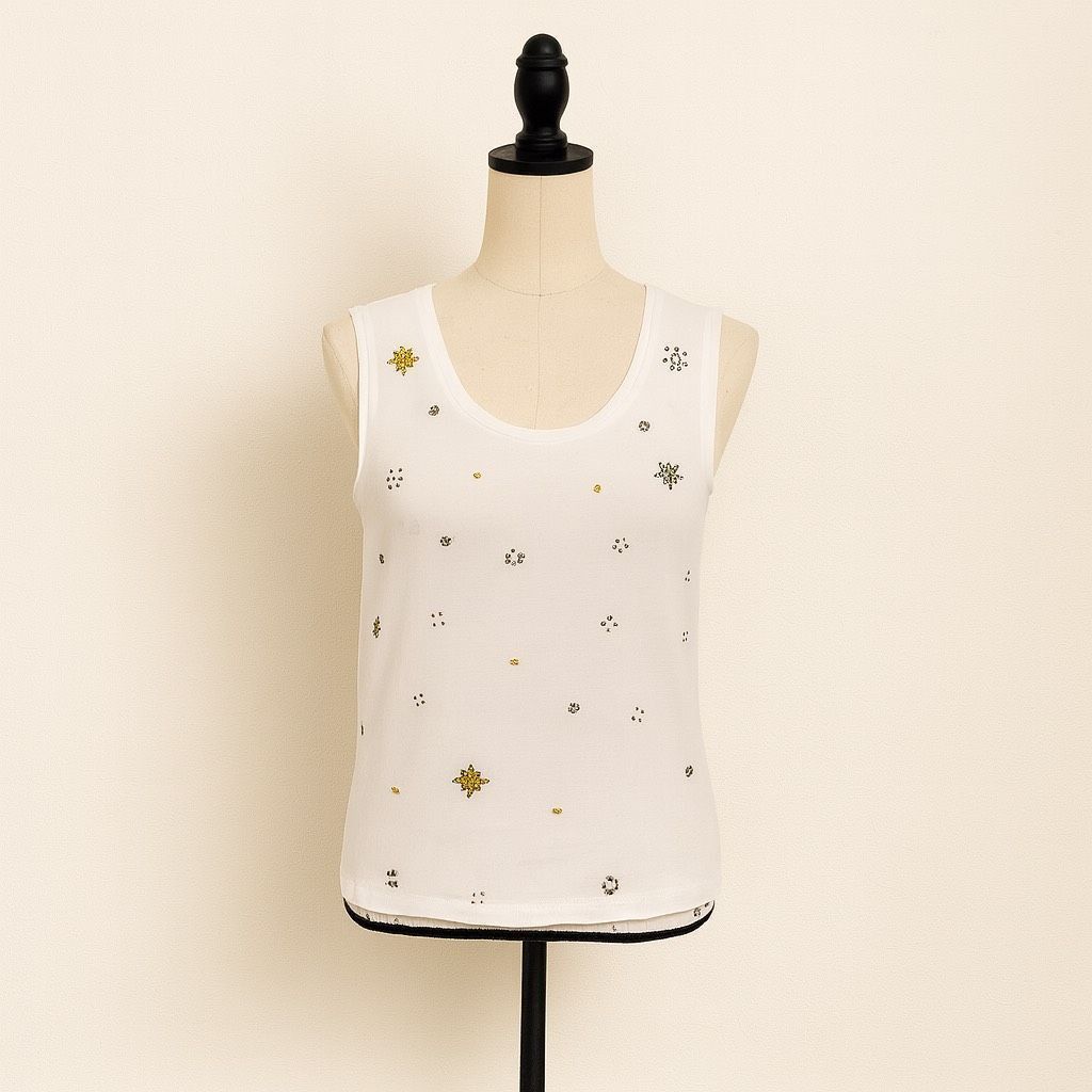 Other Dex 1963 Women’s Size XS White Beaded Sleeveless Top Floral Size XS / US 0-2 / IT 36-38 - 1 Thumbnail