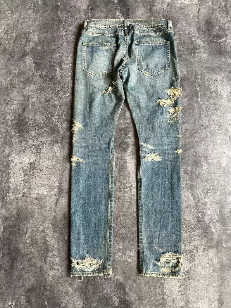 Saint Laurent Paris Saint Laurent Paris Washed Cat Whiskers Destroyed Denim Je Size US 34 / EU 50 - 2 Thumbnail
