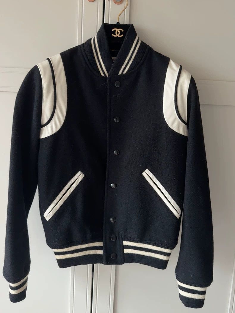 Saint Laurent Paris Saint Laurent Black and White Baseball Jacket Size US M / EU 48-50 / 2 - 1 Thumbnail