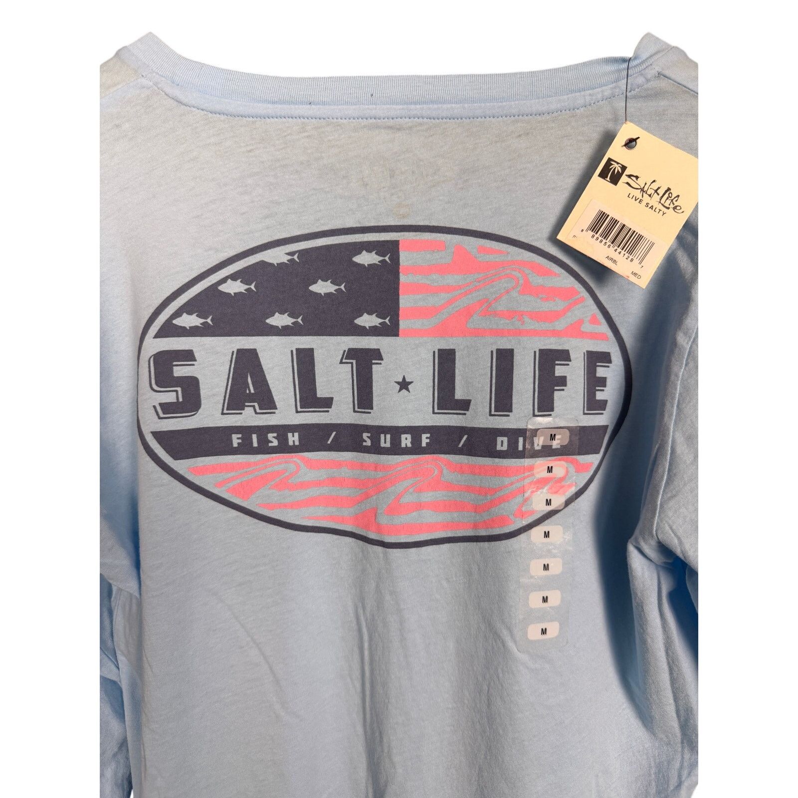 Salt Avenue Salt Life Fish Surf Dive L/S Blue Graphic T-Shirt Size M NWT Size US M / EU 48-50 / 2 - 2 Thumbnail
