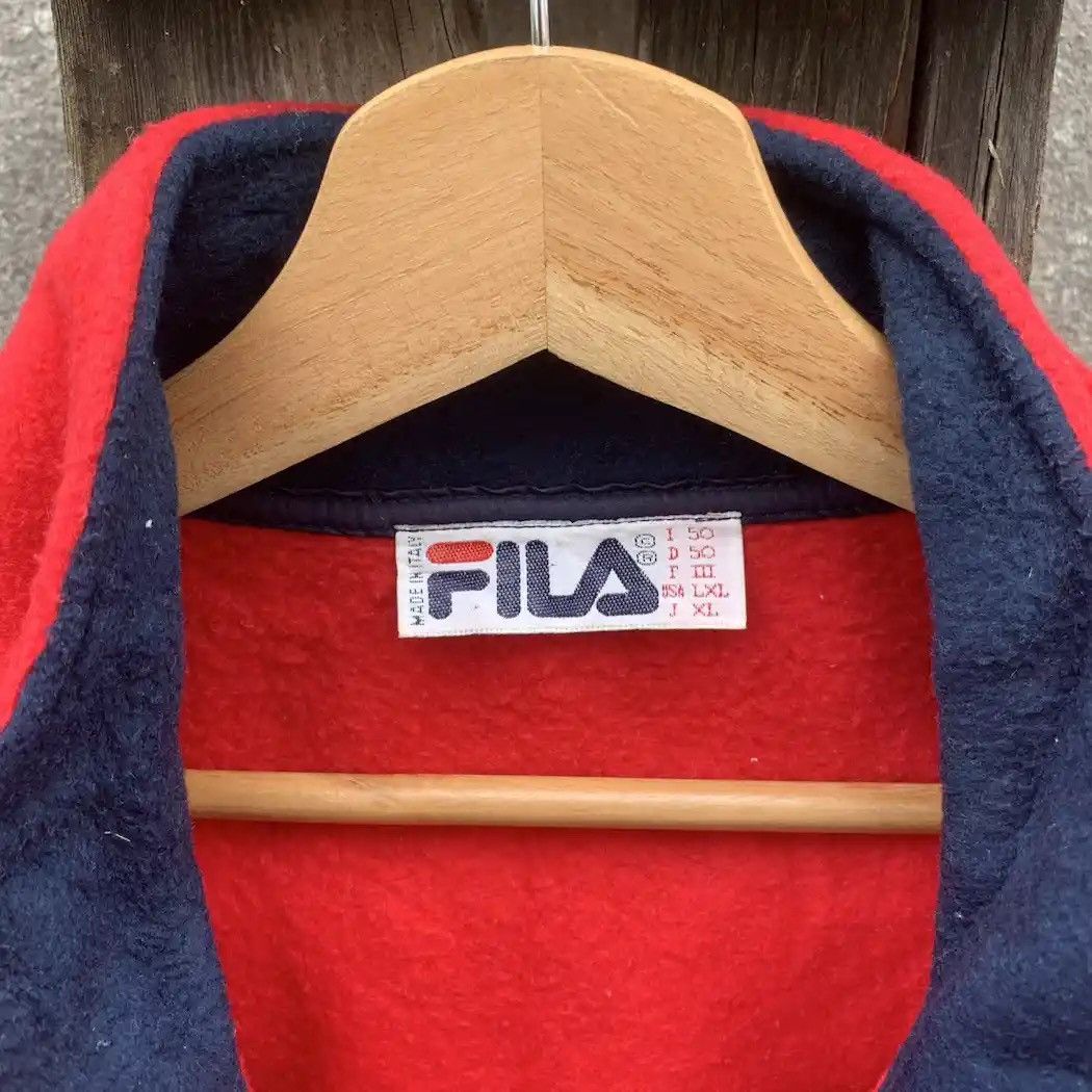 Fila × Vintage 1990’s Vintage Fila QuarterZip Pullover Baggy Sweater Jacket Size US XL / EU 56 / 4 - 8 Thumbnail
