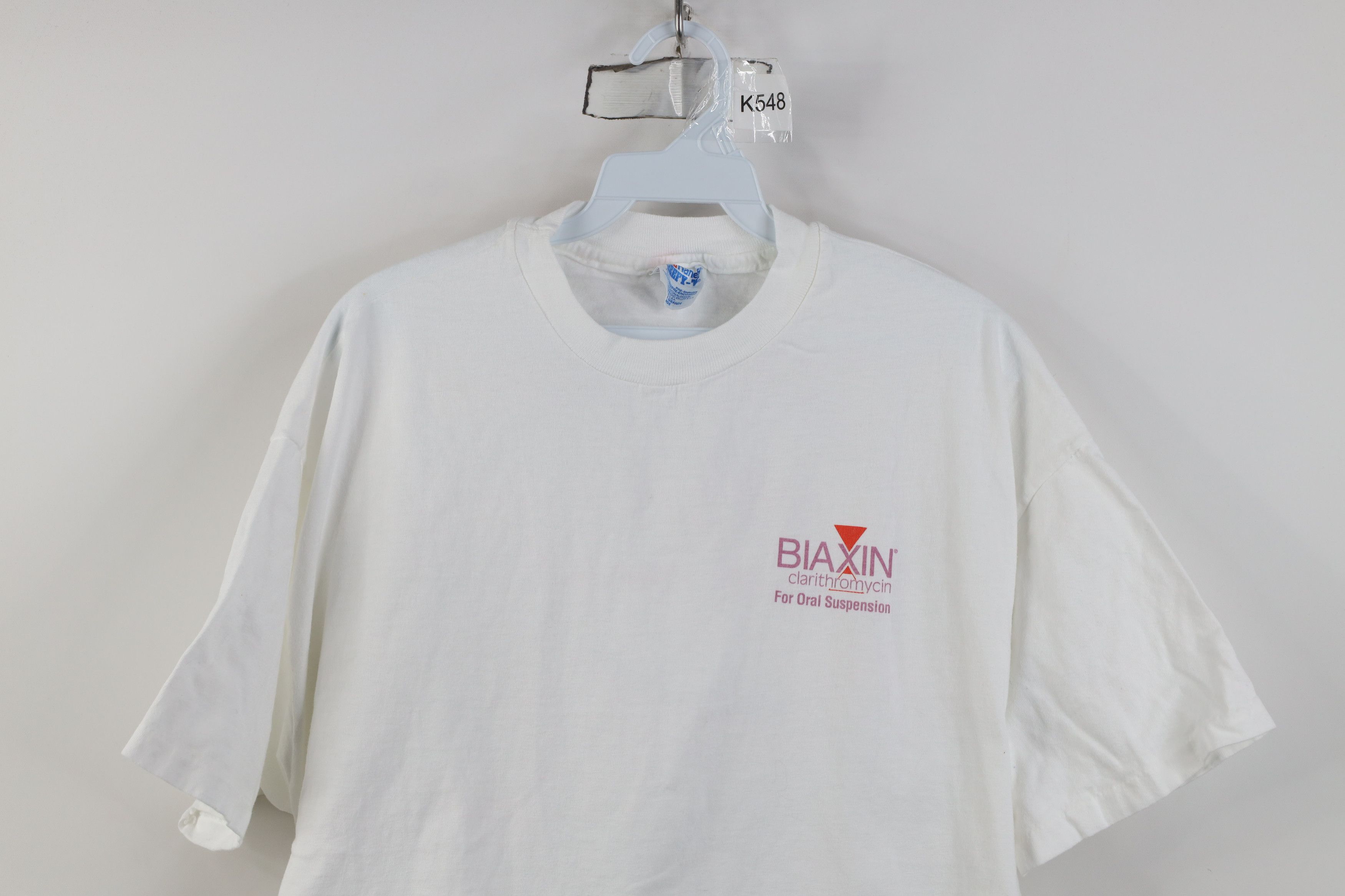Vintage Vintage 90s Clarithromycin Short Sleeve T-Shirt White USA Size US XL / EU 56 / 4 - 2 Thumbnail