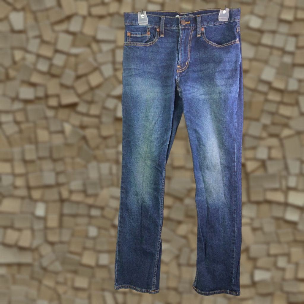 Old Navy Old Navy Jeans Mens 28x30 Dark Wash Blue Denim Straight Leg Mid Rise Denim Jeans Regular Fit Cotton Logo Vintage No Size US 28 / EU 44 - 1 Thumbnail