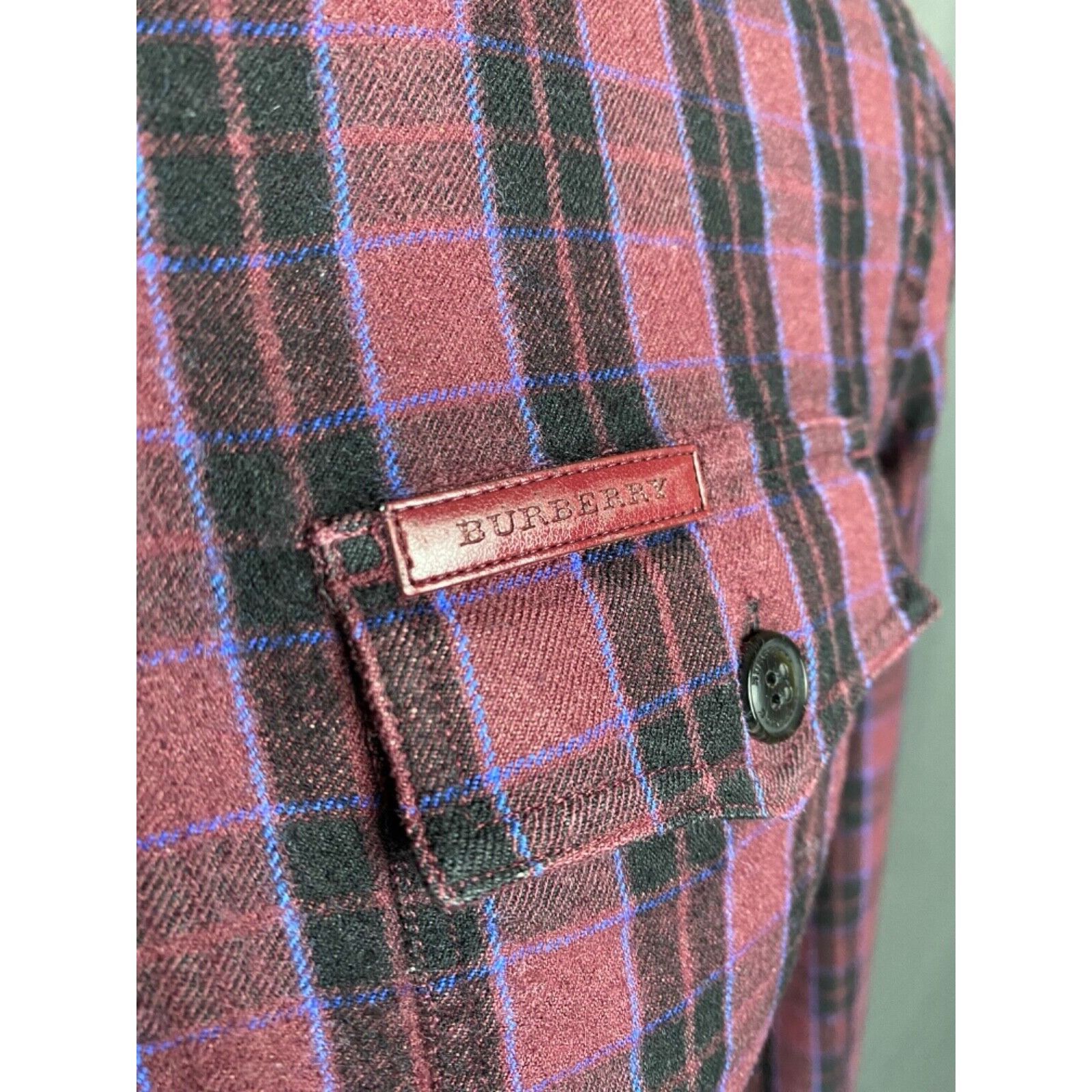 Burberry Burberry Men's Purple Checked Wool Linen Shirt Size S Size US L / EU 52-54 / 3 - 8 Thumbnail