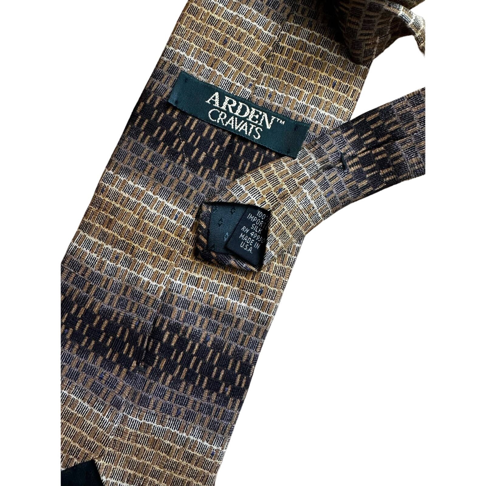 Vintage Vintage Arden Cravat Gold and Brown Silk Necktie Size ONE SIZE - 4 Thumbnail