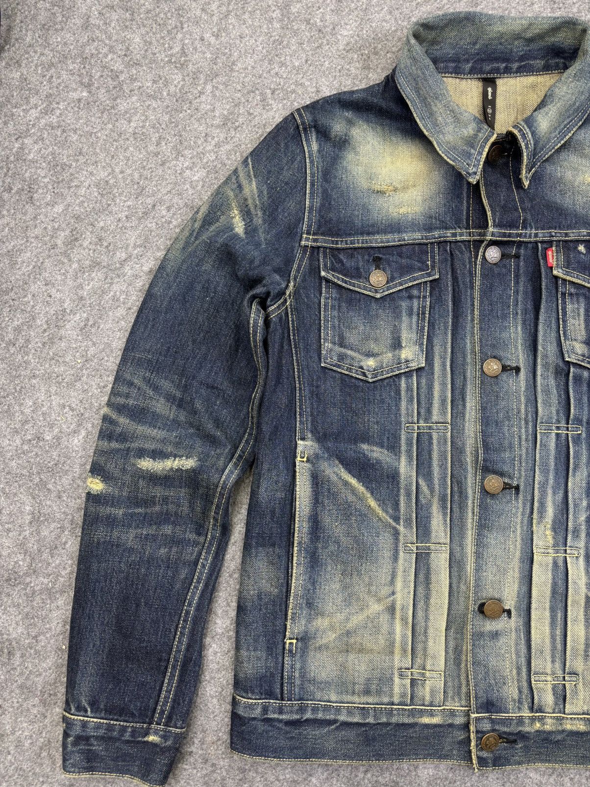 Japanese Brand 💥Selvedge Trucker💥glamb Sick Fades Distressed Trucker F818 Size US XS / EU 42 / 0 - 6 Thumbnail