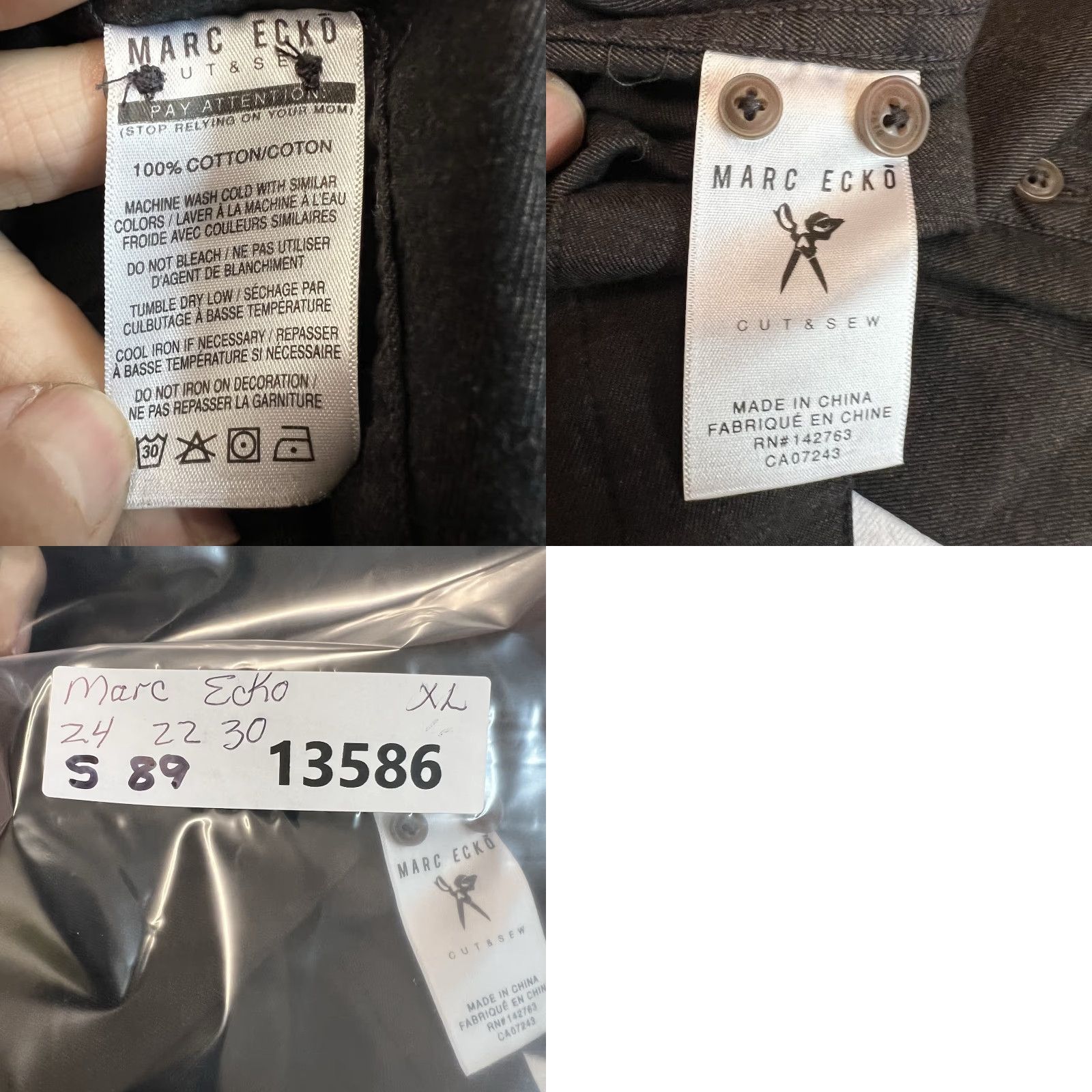 Ecko Unltd. Marc Ecko Cut & Sew Henley Button-Up Shirt Mens XL Brown Long Sleeve Solid Embroidered Size US XL / EU 56 / 4 - 8 Thumbnail