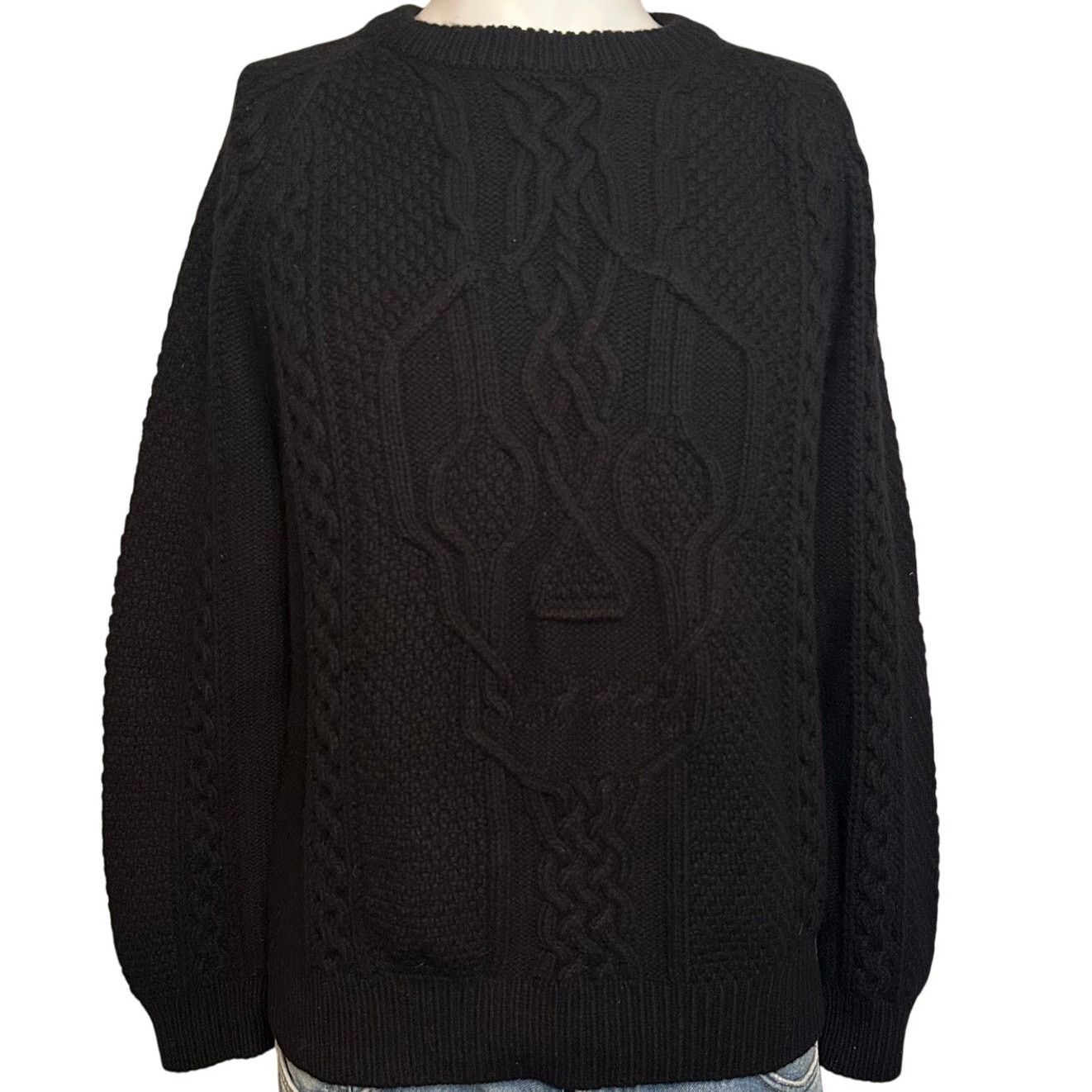 Alexander McQueen Skull Motif Fisherman Cable Sweater Black LRG Wool Cashmere Size US L / EU 52-54 / 3 - 1 Thumbnail