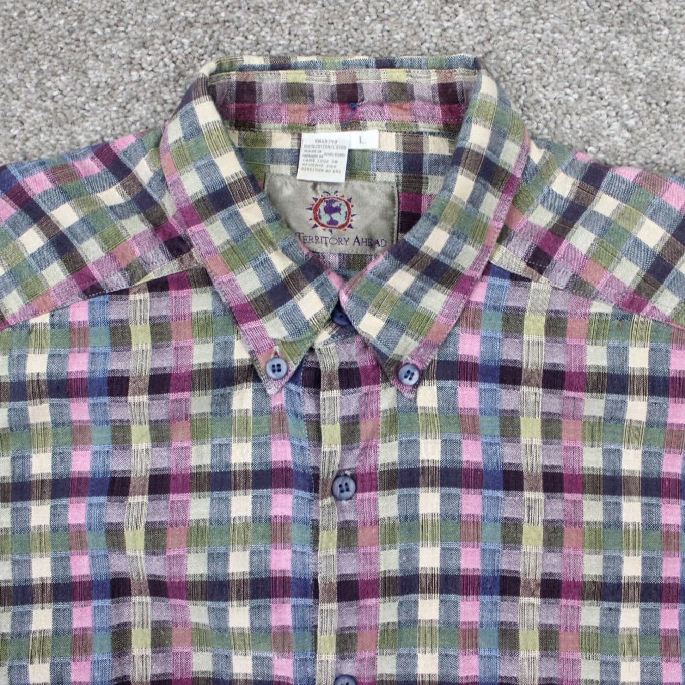 The Territory Ahead The Territory Ahead Shirt Mens Large Pink/Green/Blue Button-Down Long Sleeve Cotton Geometric Size US L / EU 52-54 / 3 - 5 Thumbnail