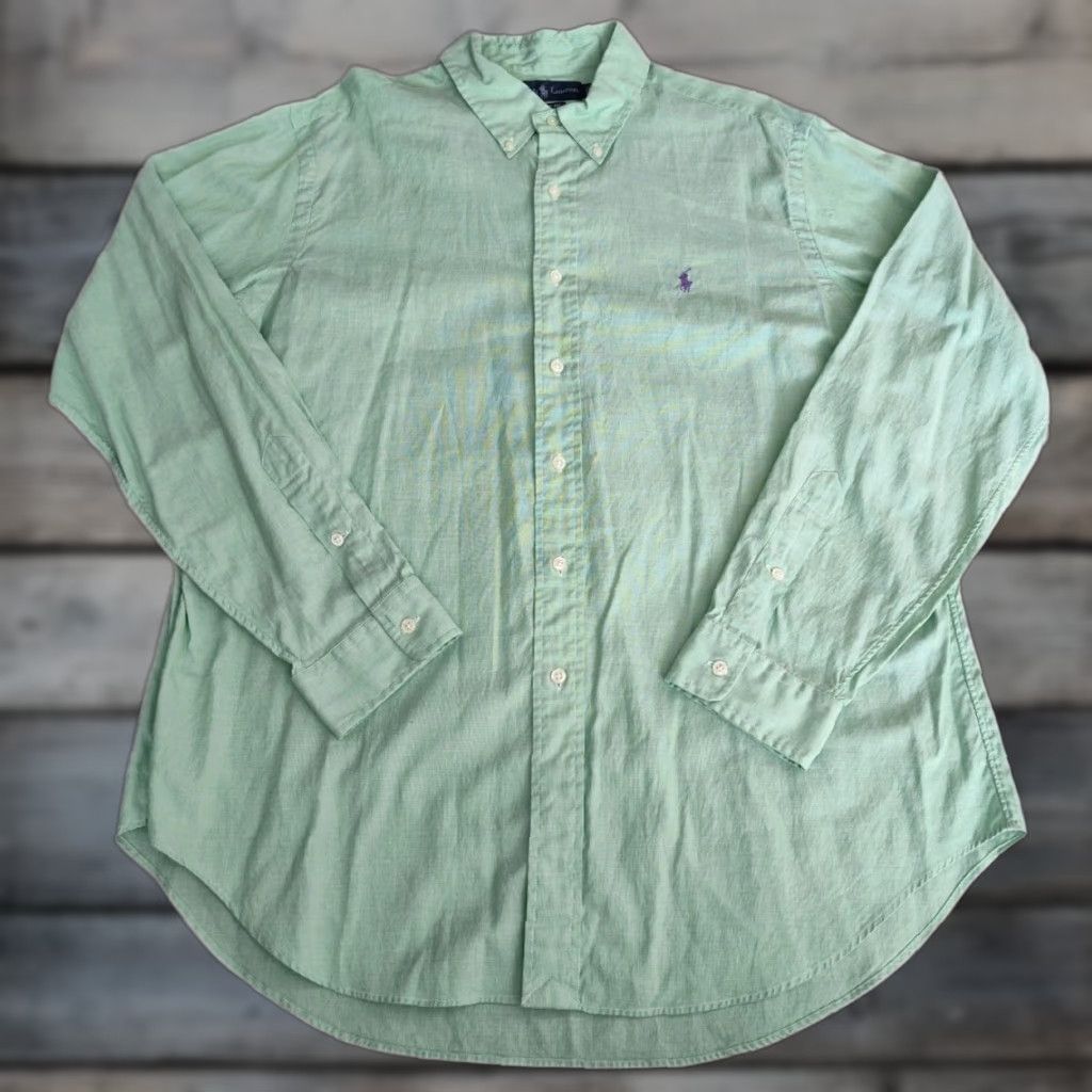 Ralph Lauren VINTAGE Polo Ralph Lauren Shirt Mens XL Mint Green Classic Fit Button-Down Long Sleeve, Cotton, All Seasons, Preppy Style Size US XL / EU 56 / 4 - 1 Thumbnail