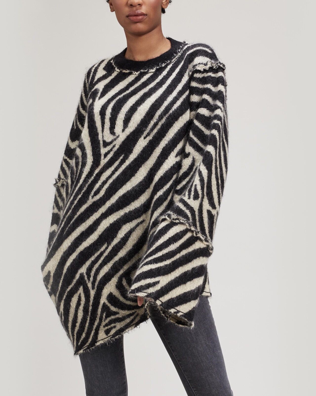 Alexa Chung BNWT $939 Alexa Chung Oversized Zebra Print Mohair Sweater Size S / US 4 / IT 40 - 1 Thumbnail