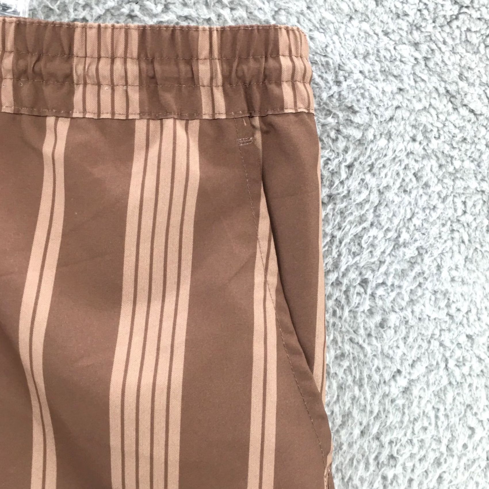 Vintage Arizona Jogger Shorts Mens XXL Brown Striped Elastic Drawstring Waist Pockets Size US 39 - 2 Thumbnail