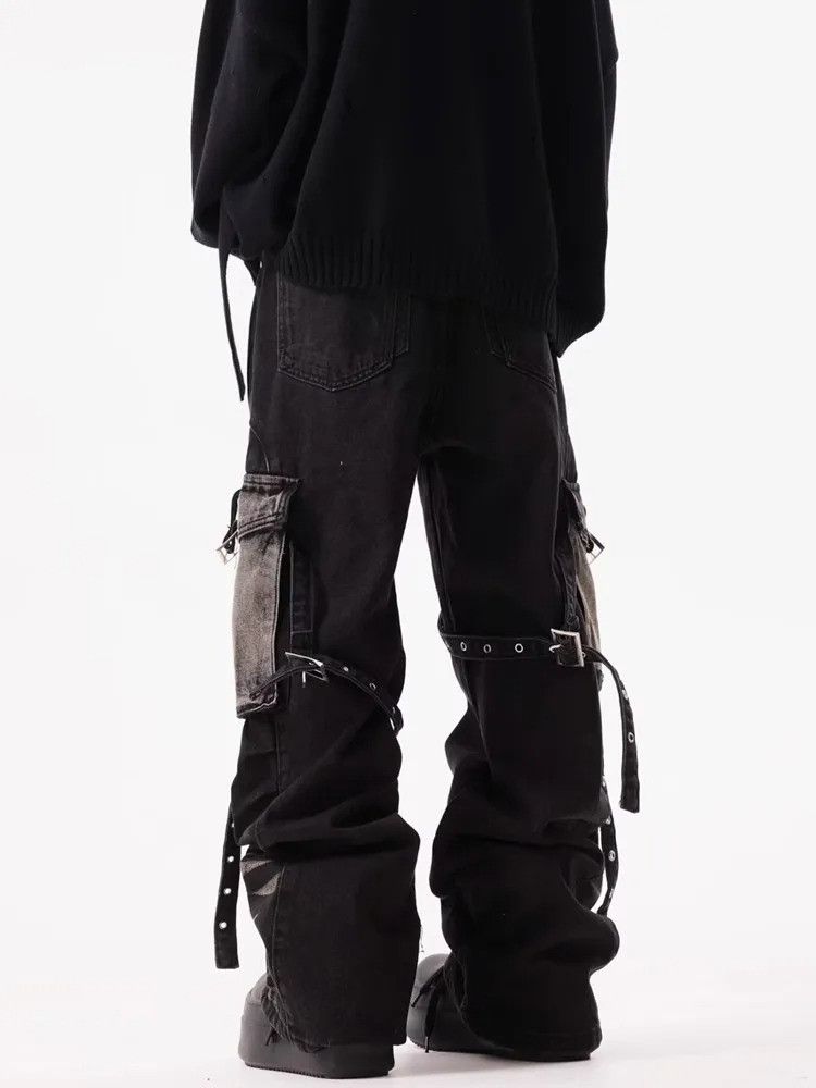 Vintage Y2K Streetwear Ripple Strap Baggy Cargo Jeans Size US 30 / EU 46 - 2 Thumbnail