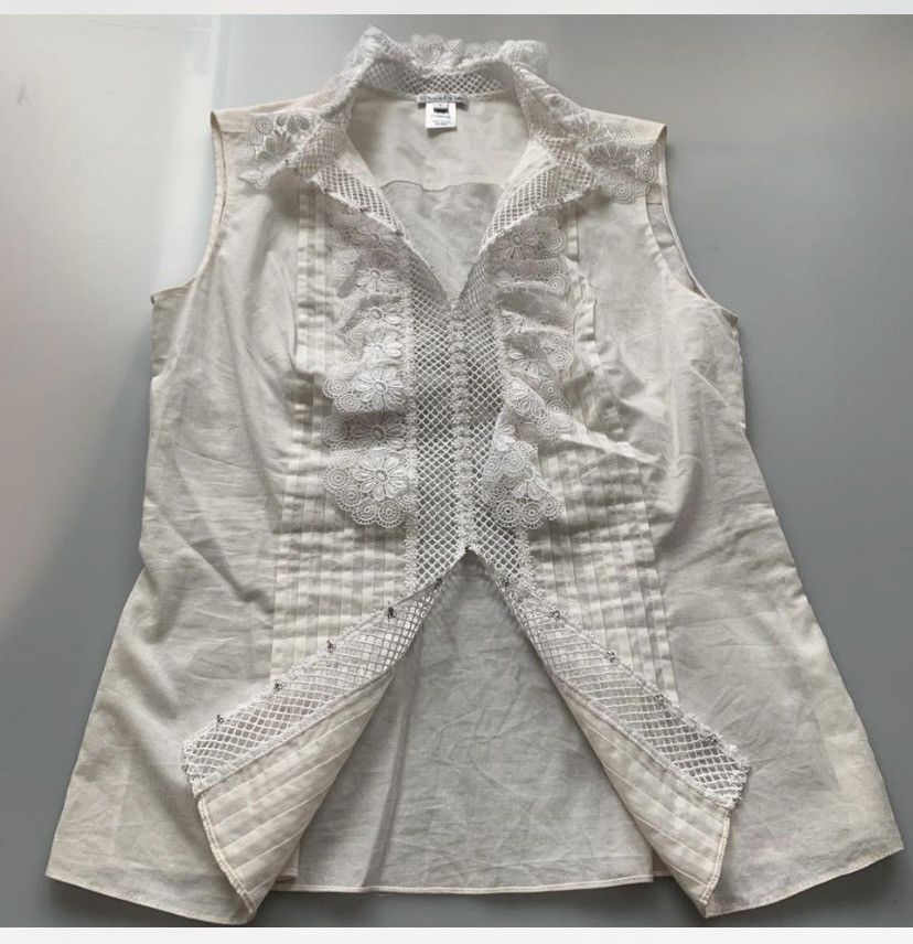 Oscar De La Renta Oscar de la Renta 🇺🇸 white hand embroidered lace blouse 6 LN Size M / US 6-8 / IT 42-44 - 5 Thumbnail