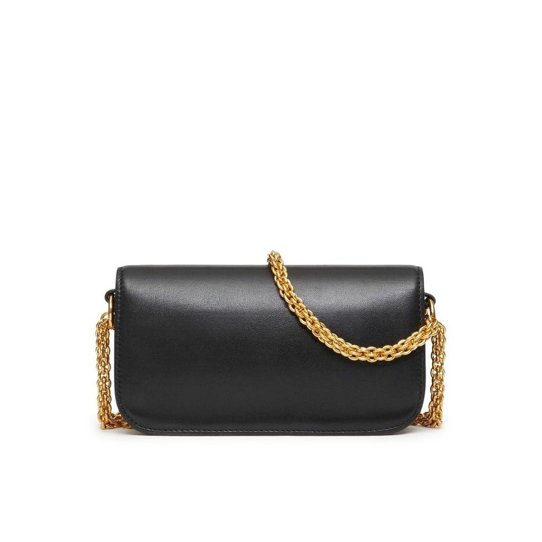 Valentino VALENTINO GARAVANI Loco Small Black Gold Leather Shoulder Ba Size ONE SIZE - 3 Thumbnail