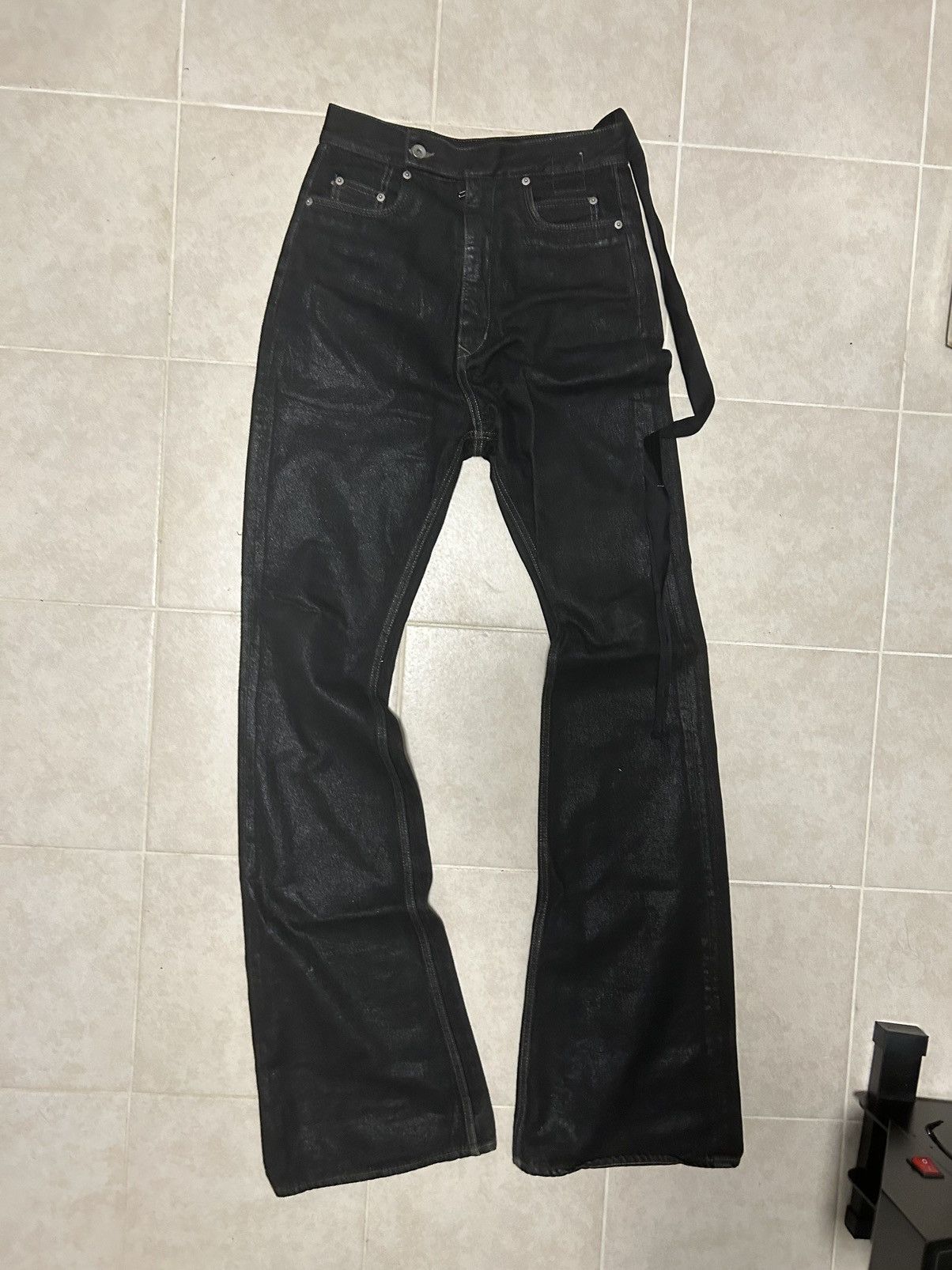 Rick Owens Waxed Bolan Boot Cut Jeans – Acroera
