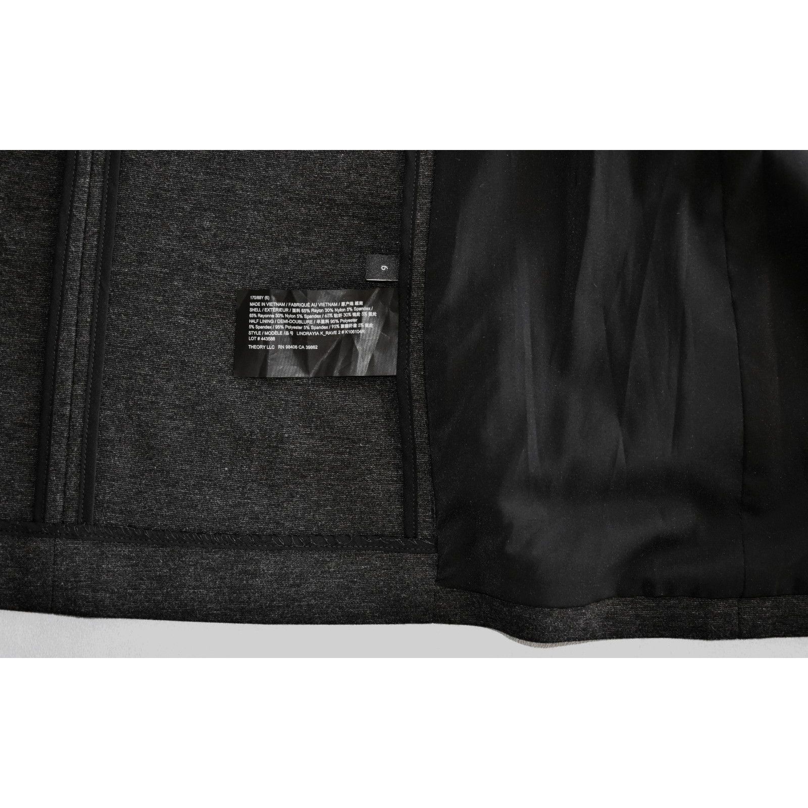 Theory THEORY Charcoal Blk Open Front Half Lined Long Jacket Sz 6 Size M / US 6-8 / IT 42-44 - 5 Thumbnail