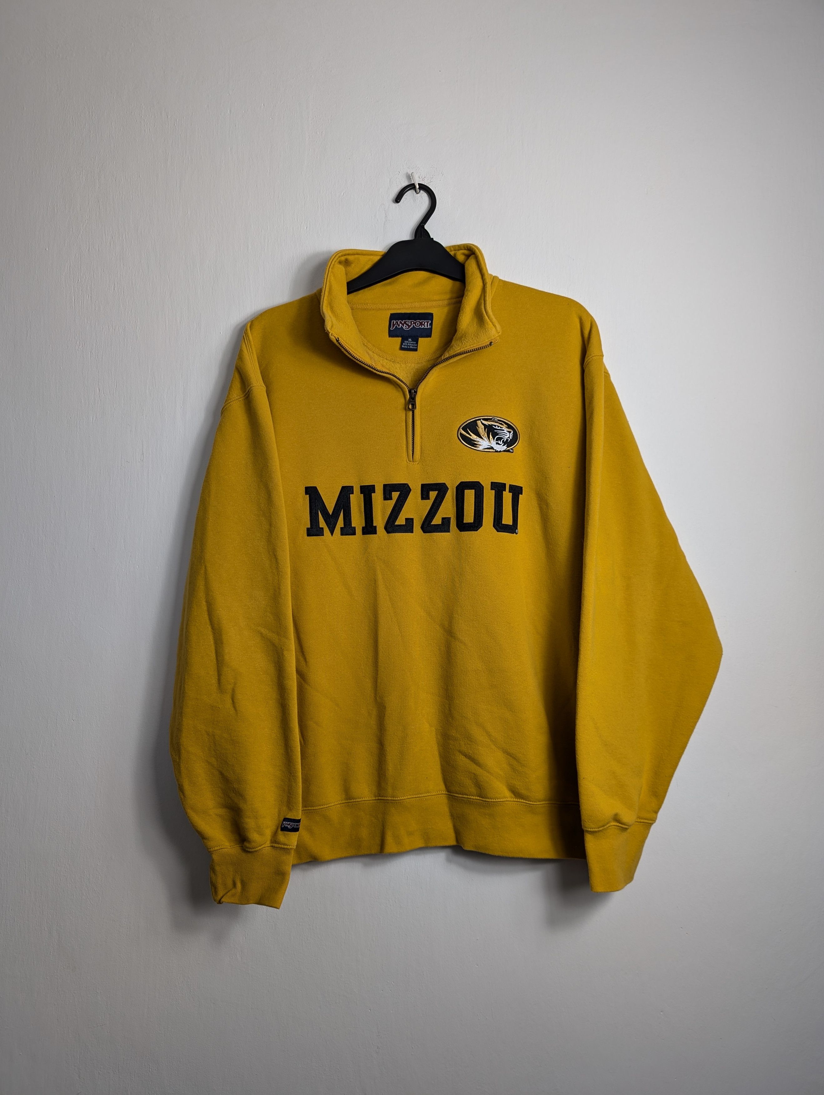 Jansport JanSport Mizzou University Quarter Zip Yellow Baggy Retro Size US XL / EU 56 / 4 - 1 Thumbnail