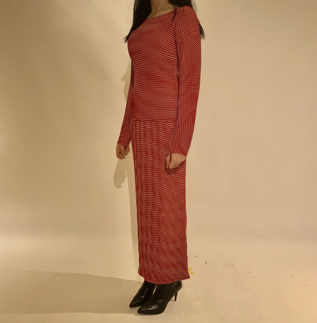 Issey Miyake × Vintage Issey Miyake 1990s Pleated Polyester Top & Skirt Set Size M / US 6-8 / IT 42-44 - 4 Thumbnail