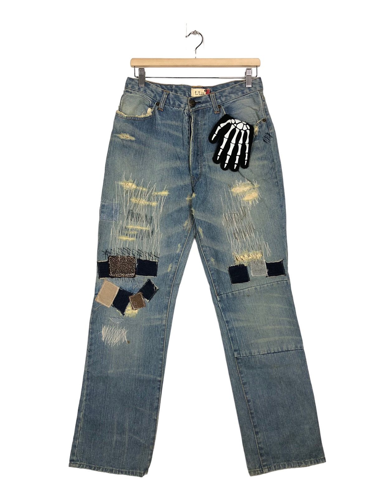 Japanese Brand 🔥Issey Miyake TTU Japan Distressed Denim Jeans Patchwork Size US 30 / EU 46 - 1 Thumbnail