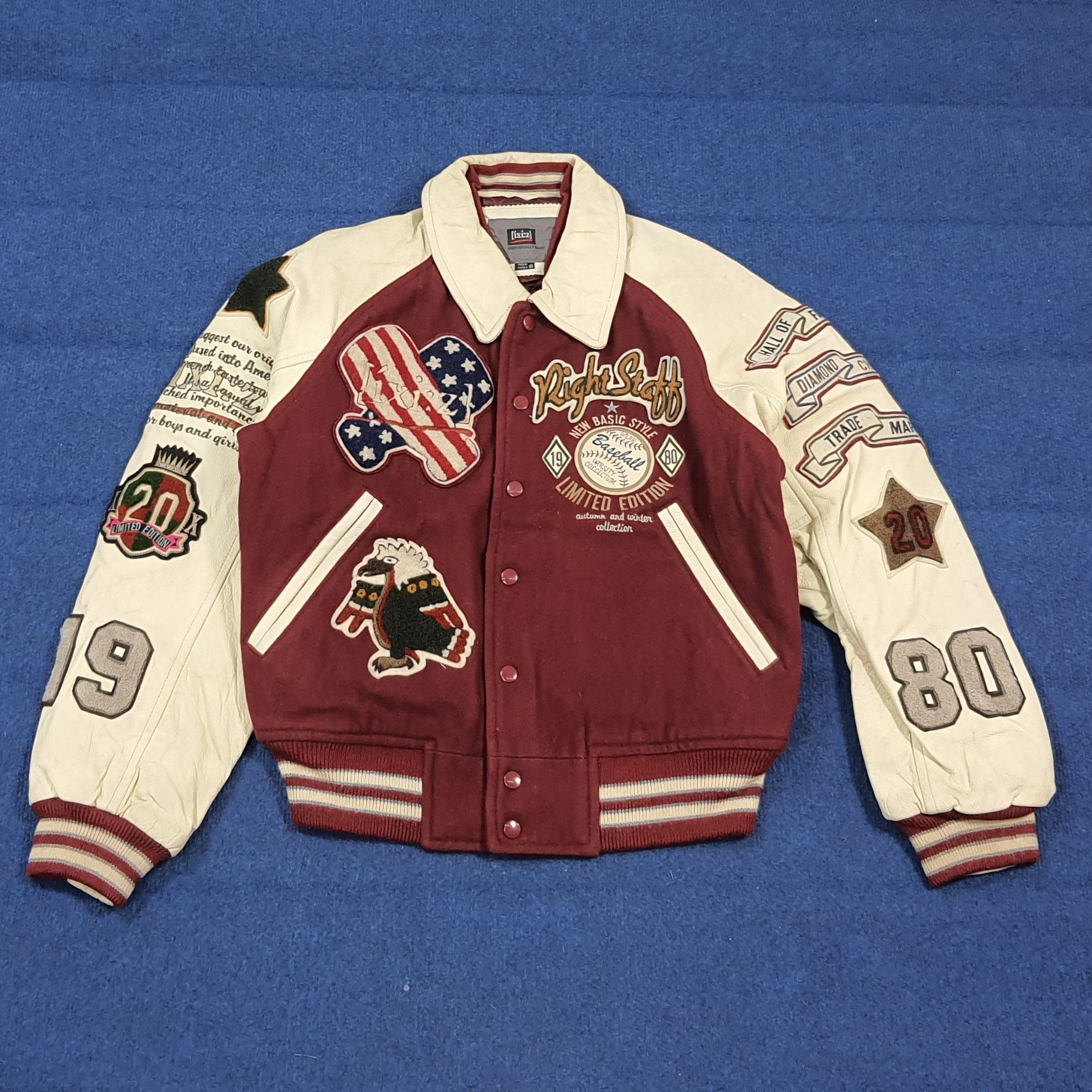 Vintage [ixi:z] Wool Leather Baseball Bomber Retro 90s Urban C295N22 Size US M / EU 48-50 / 2 - 1 Thumbnail