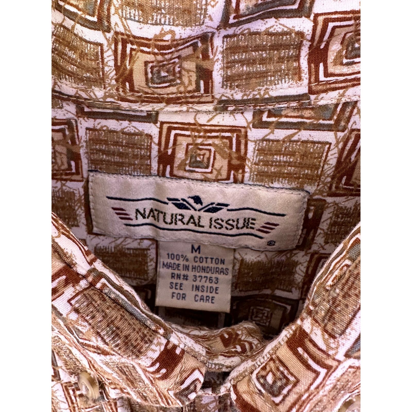 Natural Issue Natural Issue Brown Square pattern Button Down Shirt Size M Size US M / EU 48-50 / 2 - 5 Thumbnail
