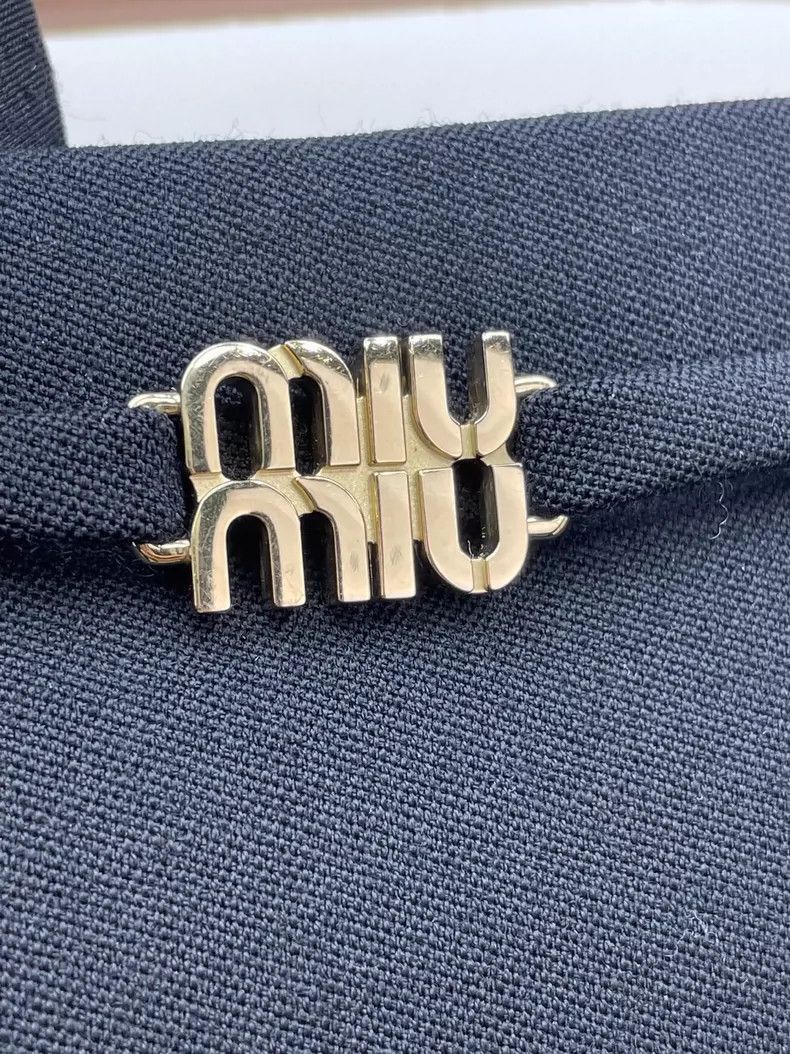 Prada Miu Miu Black Metallic Logo Mini Skirt -2505 Size 35" - 3 Thumbnail