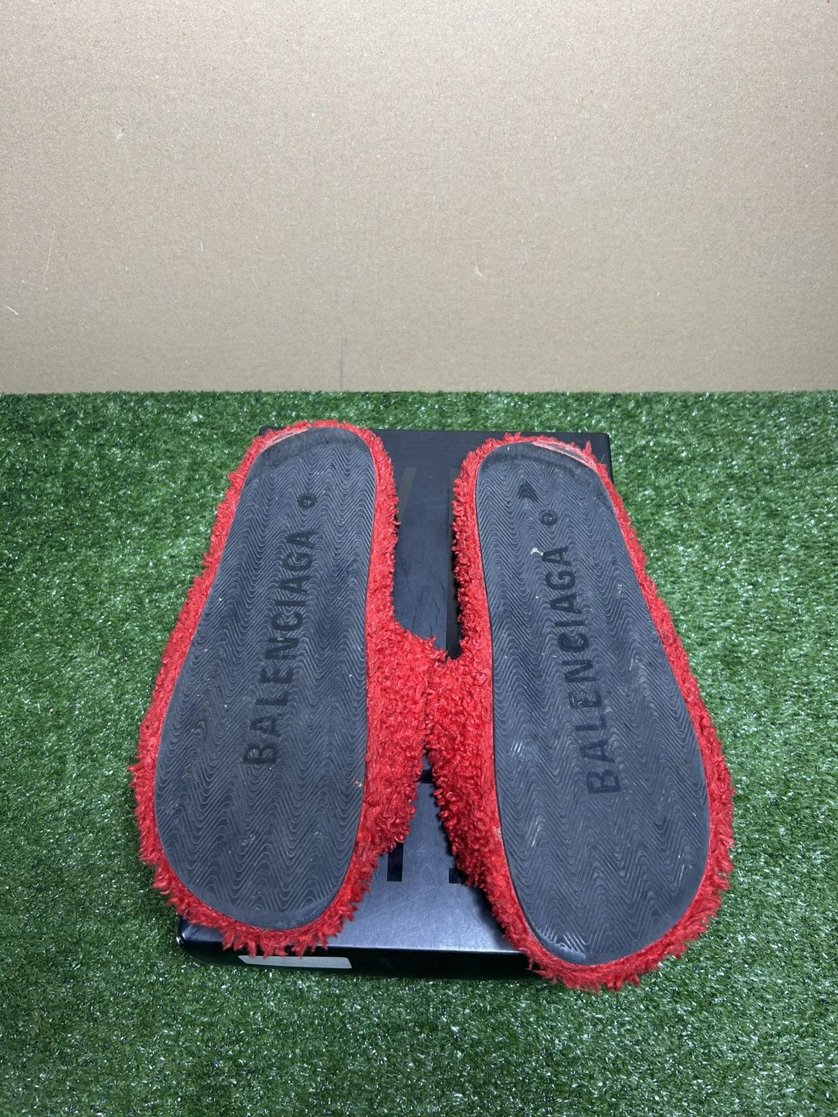 Balenciaga furry slides red