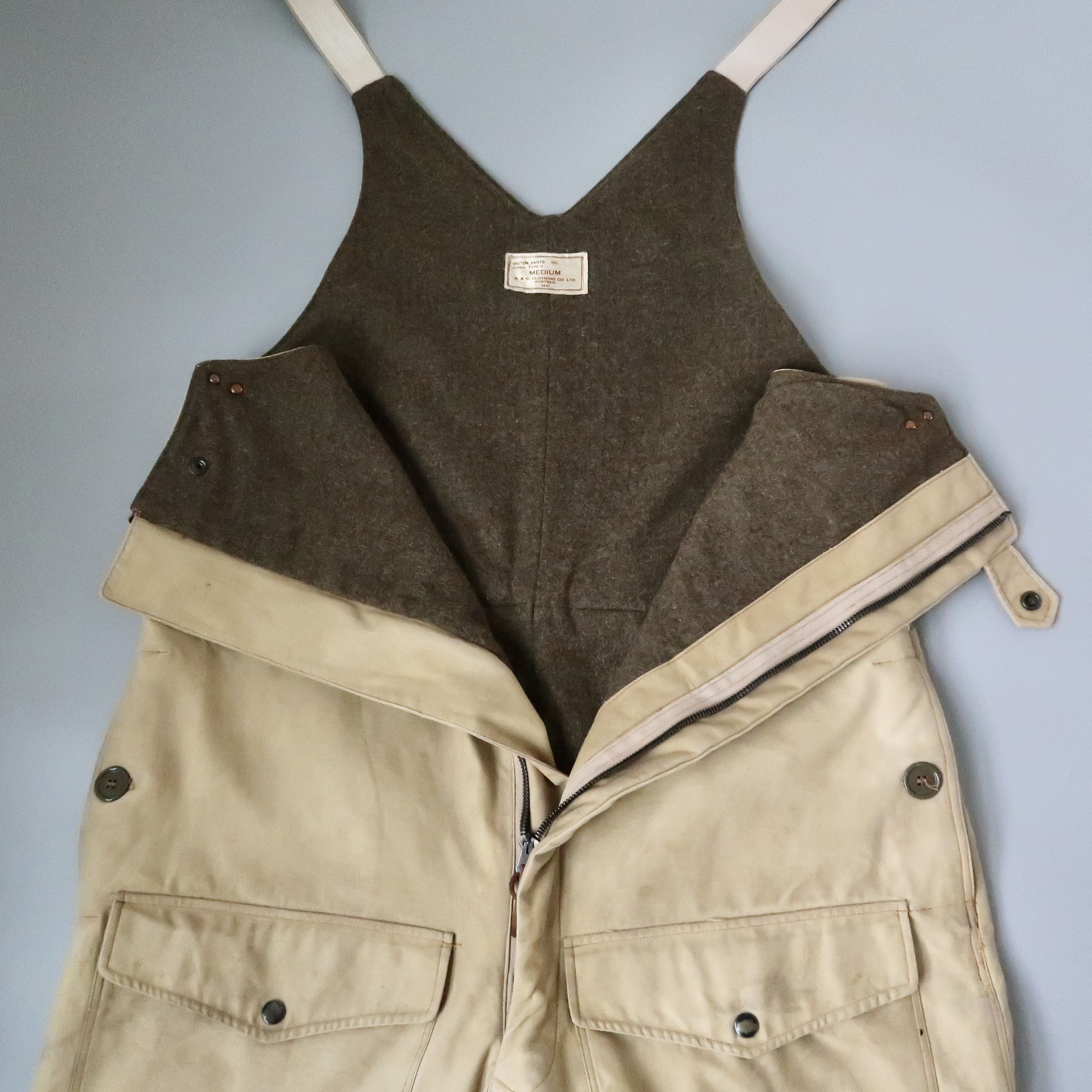 Vintage Rare 1940s Canadian Army wool lined bib overalls Size US 40 / EU 56 - 6 Thumbnail