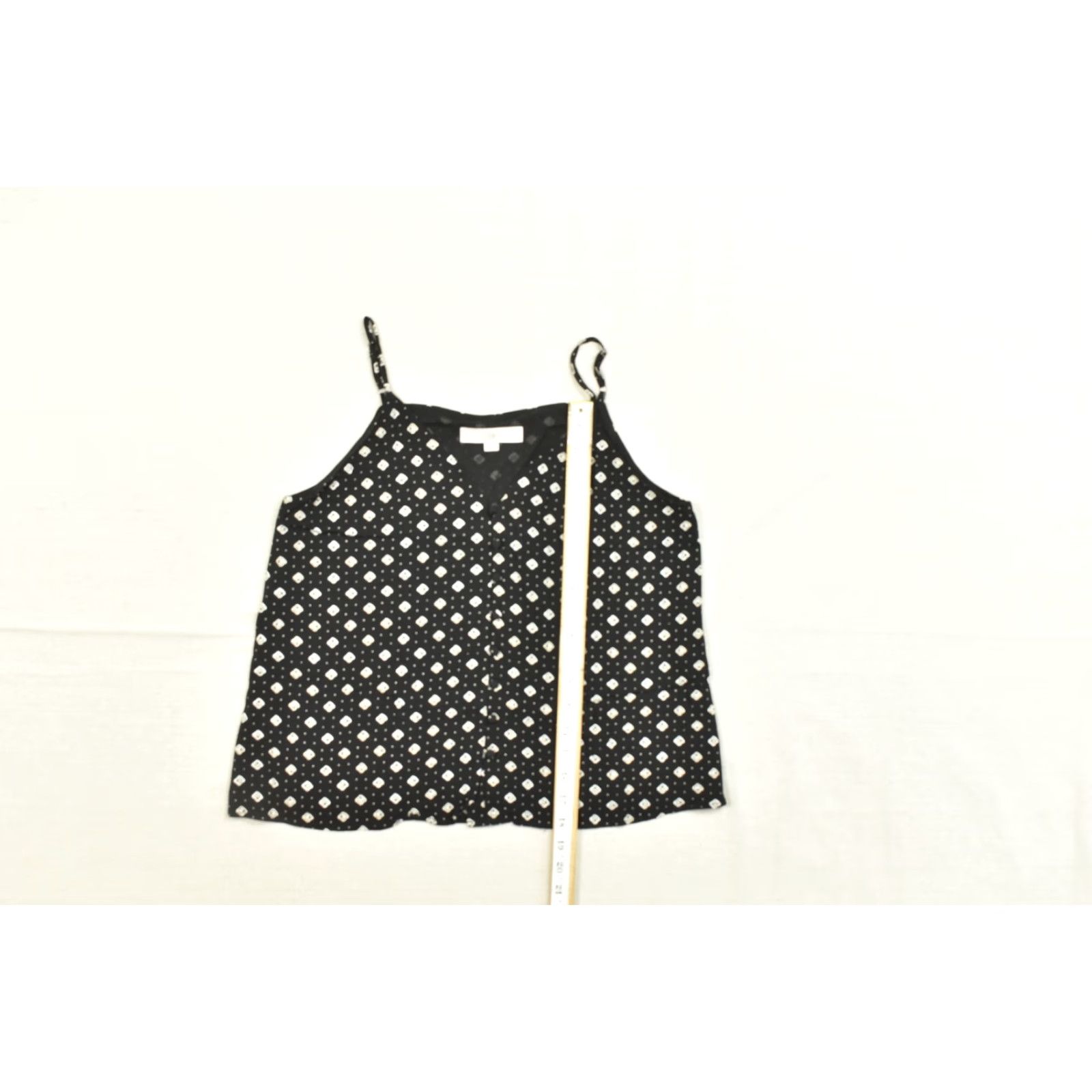 Loft LOFT Camisole Tank Top V-Neck Polka Dot Black White S Women Sleeveless Pullover Casual Summer Spring Diamond Pattern Strappy Sleeve Polyester Regular Size S / US 4 / IT 40 - 4 Thumbnail