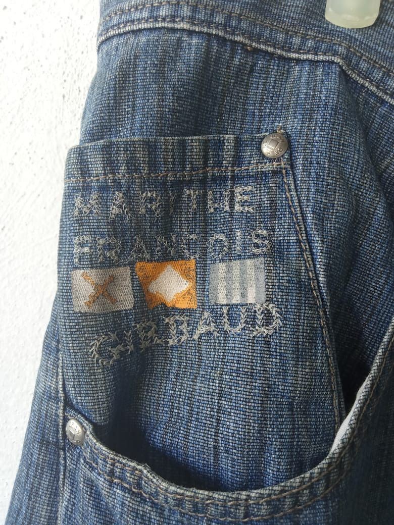 Marithe + Francois Girbaud MFG Distressed Embroidered Spellout Big Logo Baggy Jeans Size US 38 / EU 54 - 6 Thumbnail