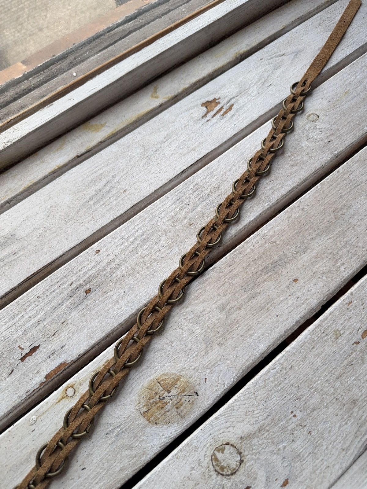 Japanese Brand VNTG Y2K Western Suede Chain Belt Boho 70s Style Brass Rings Size ONE SIZE - 9 Thumbnail