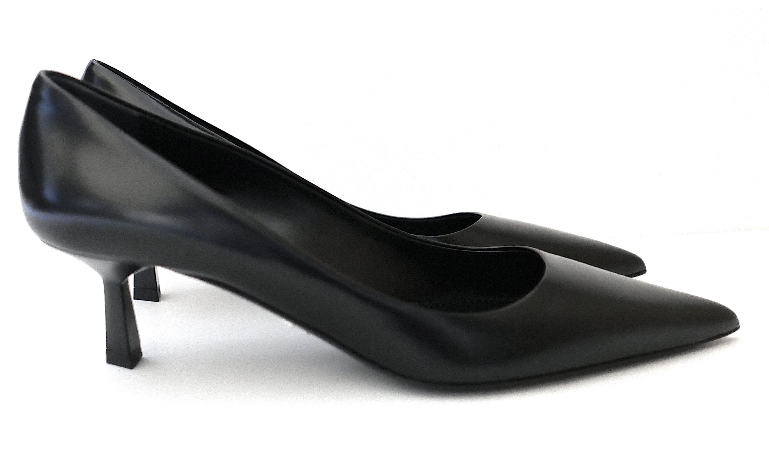 Prada Prada Mid Heel Pointed Pumps Heels Black Leather Size US 6 / IT 36 - 1 Thumbnail