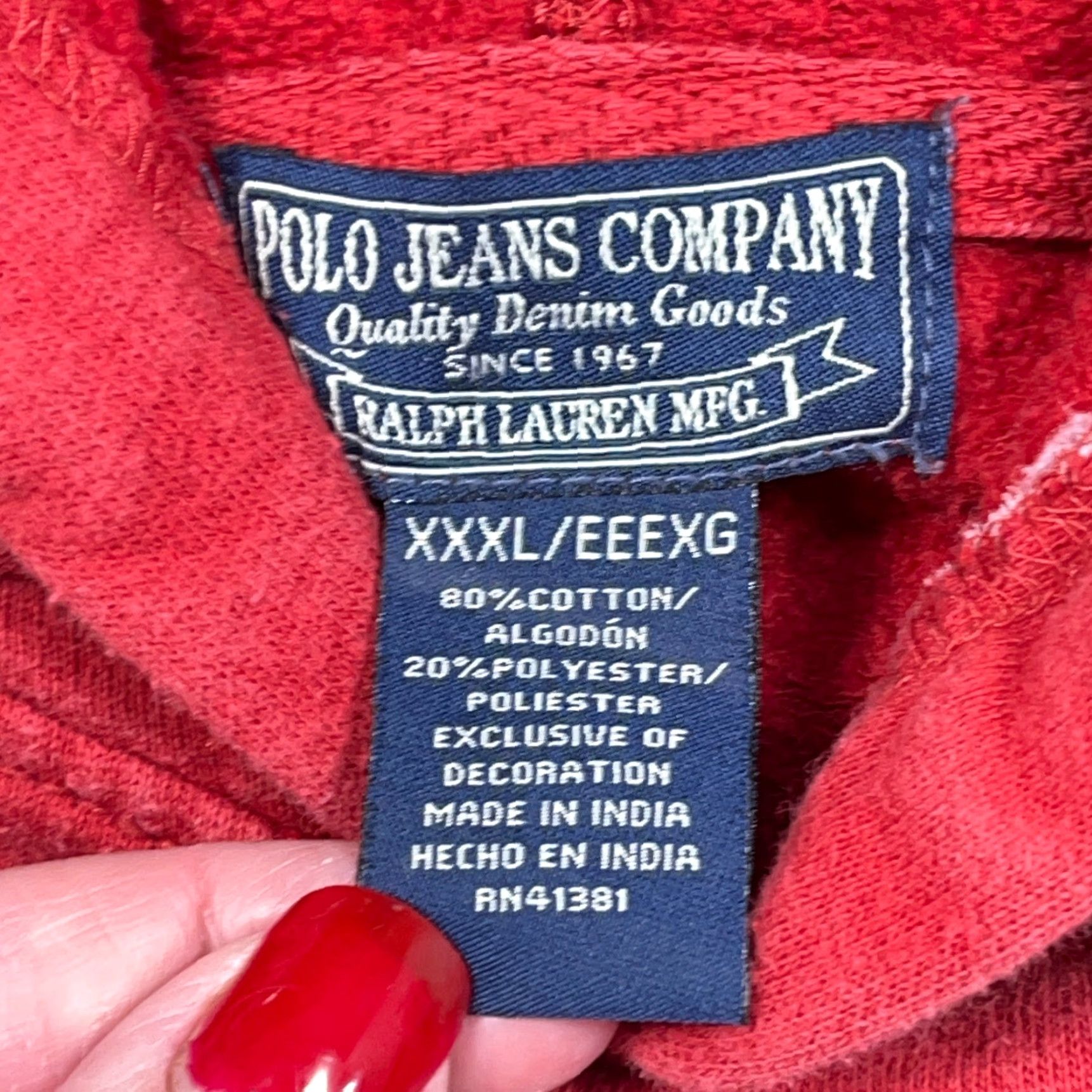 Ralph Lauren VINTAGE Polo Ralph Lauren Hoodie Men 3XL Red Sweatshirt Sweater PRL Y2K Faded Size US XXL / EU 58 / 5 - 3 Thumbnail