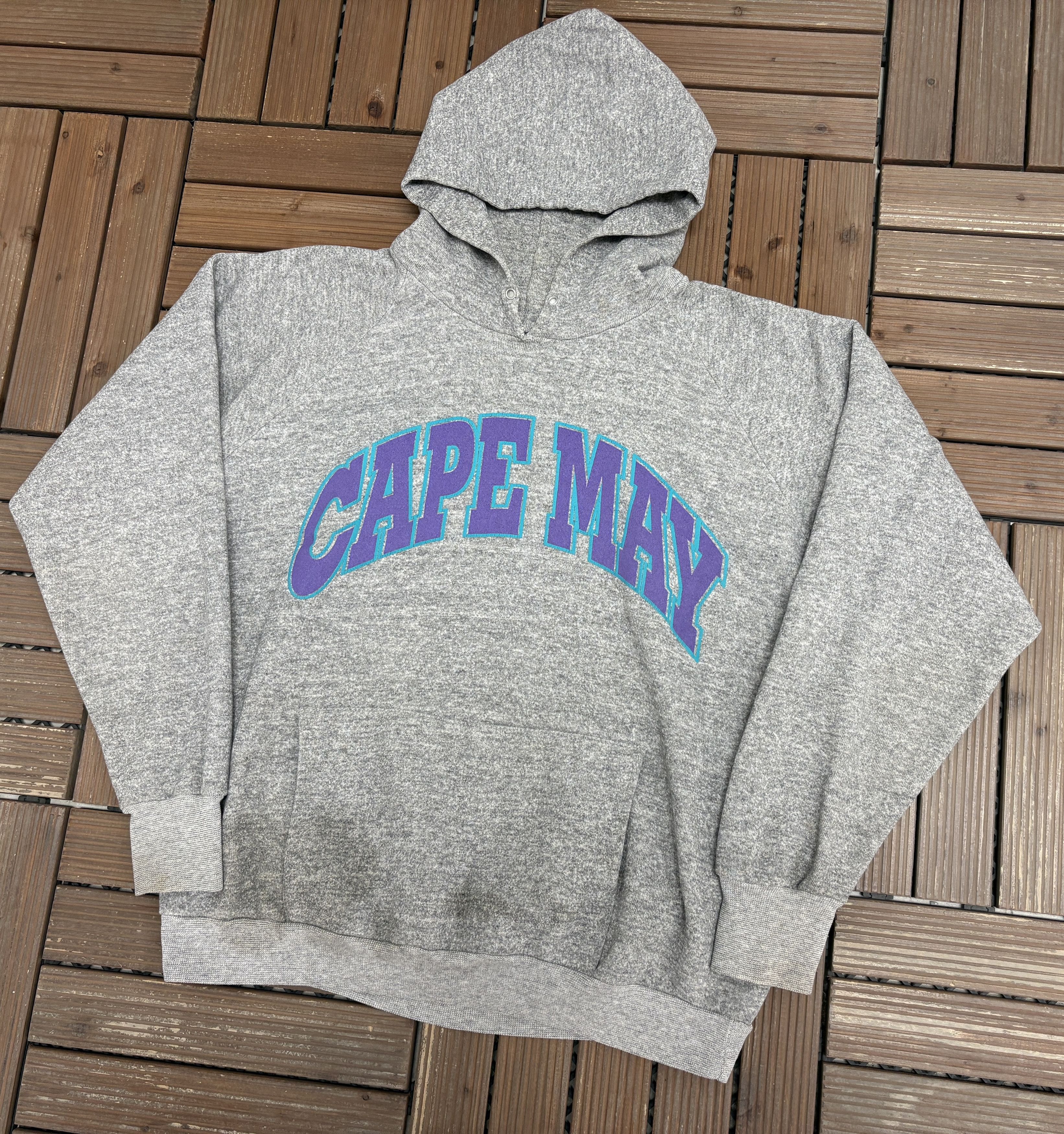 Vintage Cape May Spell Out Tourist Vintage Grey Hoodie Sweater Size US XL / EU 56 / 4 - 2 Thumbnail
