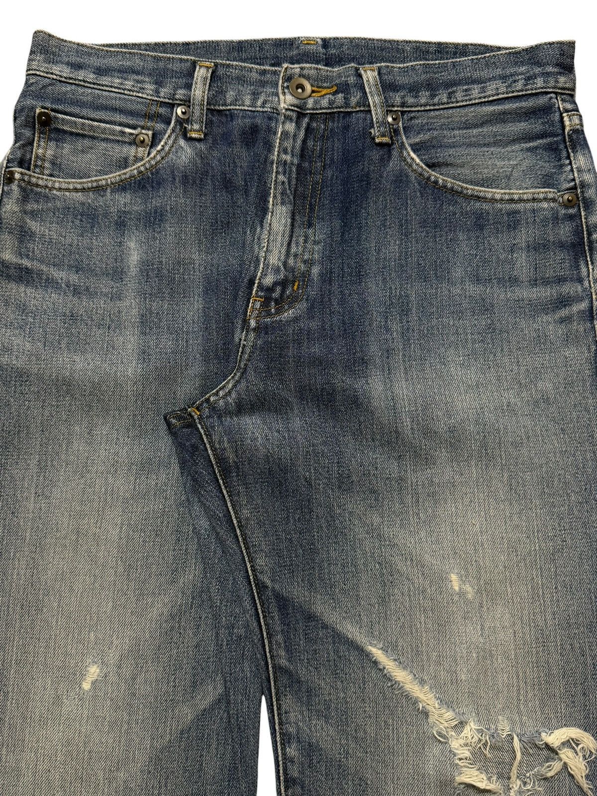 Uniqlo Vintage Y2K Japanese Uniqlo Faded Blue Wash Distress Relaxed Size US 30 / EU 46 - 3 Thumbnail