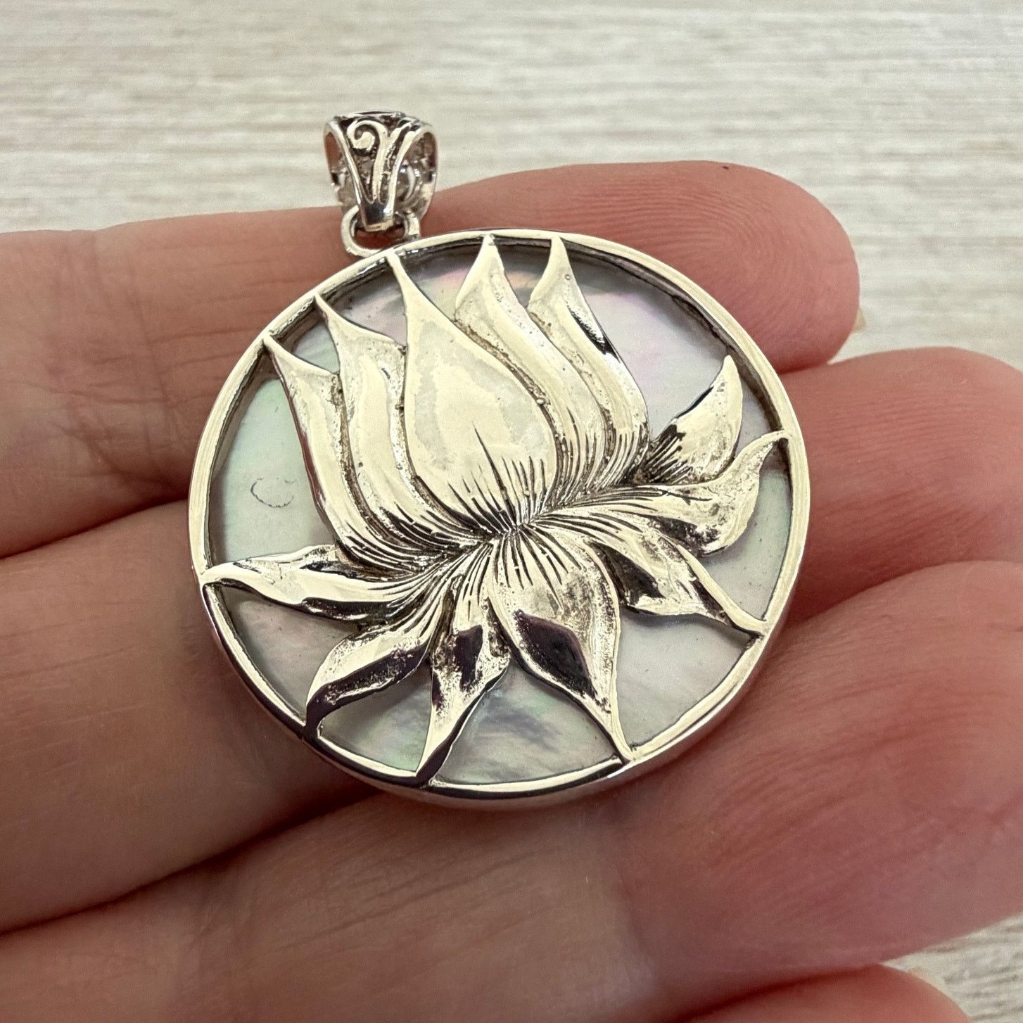 Other Sterling Silver Lotus Medallion Pendant Size ONE SIZE - 1 Thumbnail