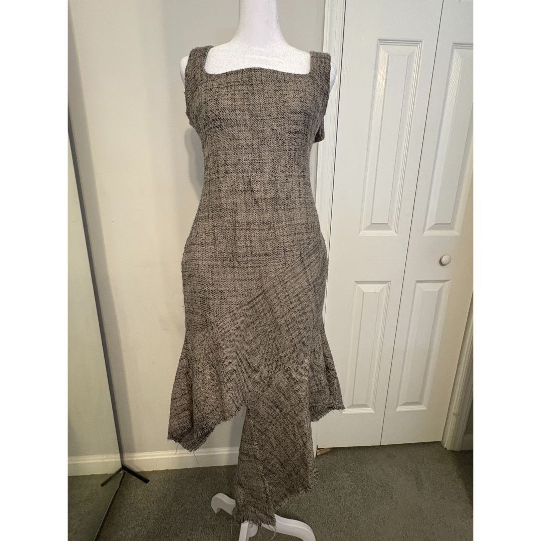 Stella McCartney Stella McCartney Grey Wool Long A-Line Dress – Square Neck Size S / US 4 / IT 40 - 4 Thumbnail