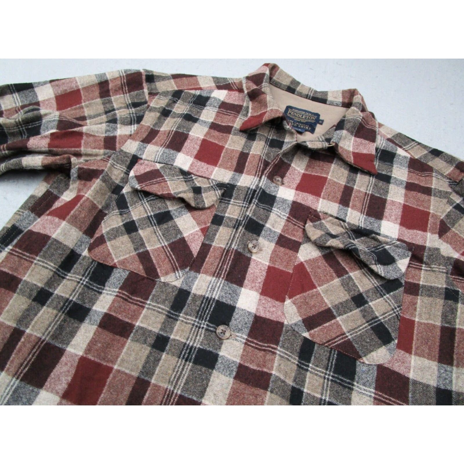 Pendleton Pendleton Board Shirt Mens Medium Brown Check Wool Button Up Size US M / EU 48-50 / 2 - 2 Thumbnail