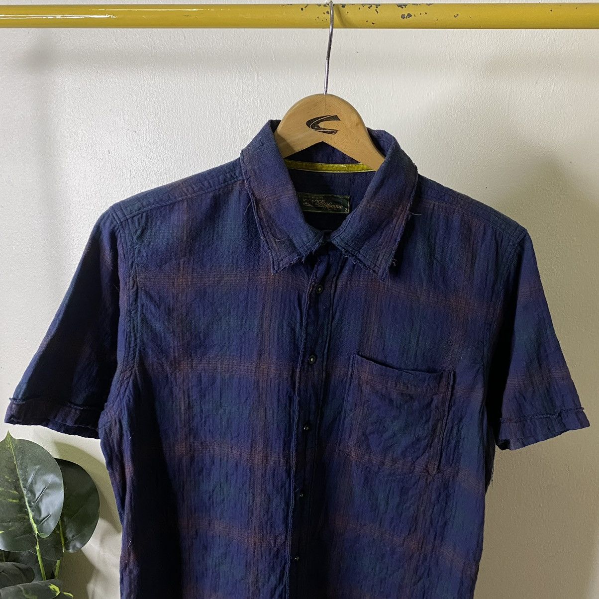 Japanese Brand 291295 Homme Plaid Checkered Button Ups SS Shirt Size US M / EU 48-50 / 2 - 2 Thumbnail