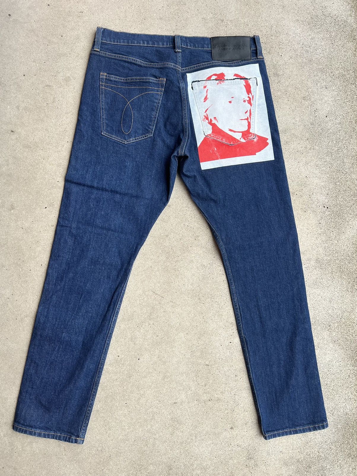 image of Andy Warhol Calvin Klein By Raf Simons Raw Denim Portrait in Indigo, Men's (Size 34)