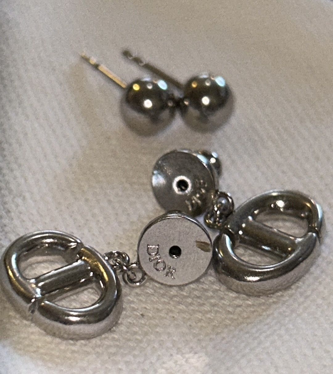 Christian Dior CD NAVY Earrings Silver-Finish Metal