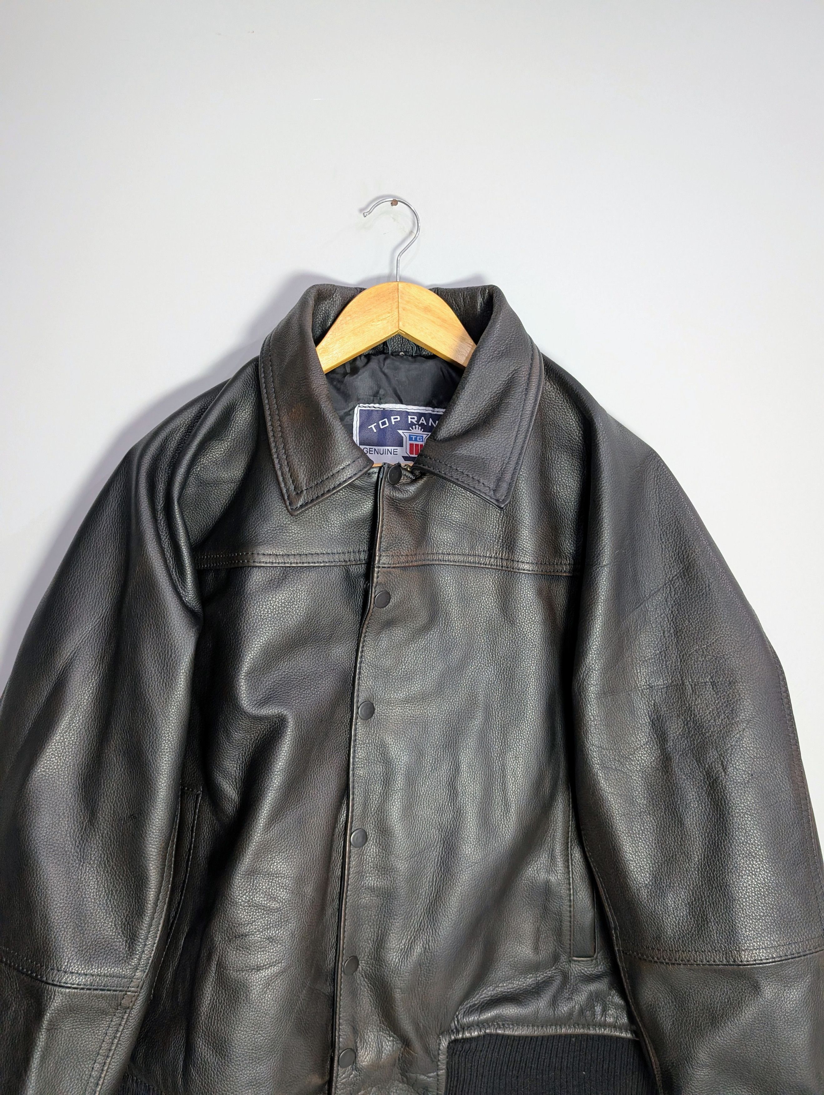 Vintage Oversized Vintage 90s Leather Jacket Retro Size M / US 6-8 / IT 42-44 - 3 Thumbnail
