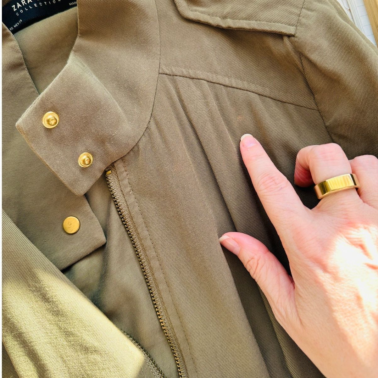 Zara Zara Green 3/4 Cuff Sleeve Collared Cinch Waist Jacket XS Size XS / US 0-2 / IT 36-38 - 11 Thumbnail