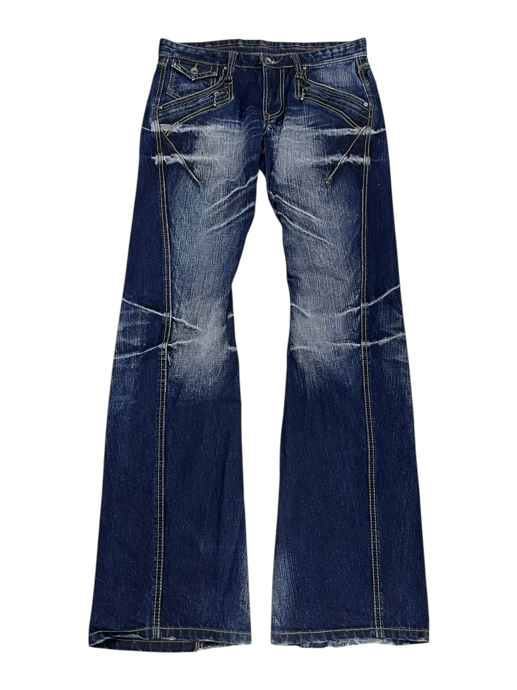 HIDEAWAYS RARE🔥NICOLE CLUB FOR MEN Punk Whiskers Twisted Flare Denim Size US 31 - 4 Thumbnail