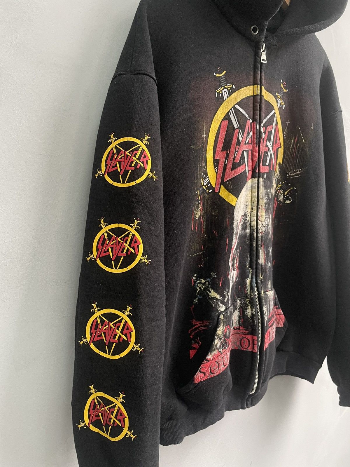 Slayer Rare 90s Slayer boxy rock hoodie opium overprint Size US XL / EU 56 / 4 - 4 Thumbnail