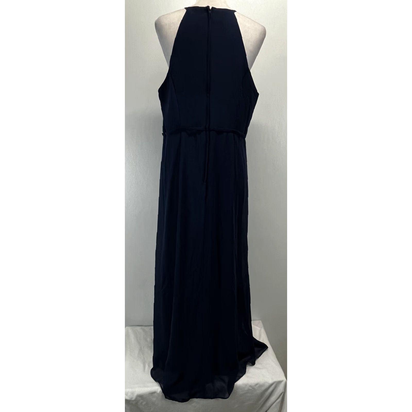 Vintage David's Bridal Formal Dress Gown Women's Plus 18 Navy Sleeveless Chiffon Flowy GUC Size ONE SIZE - 3 Thumbnail