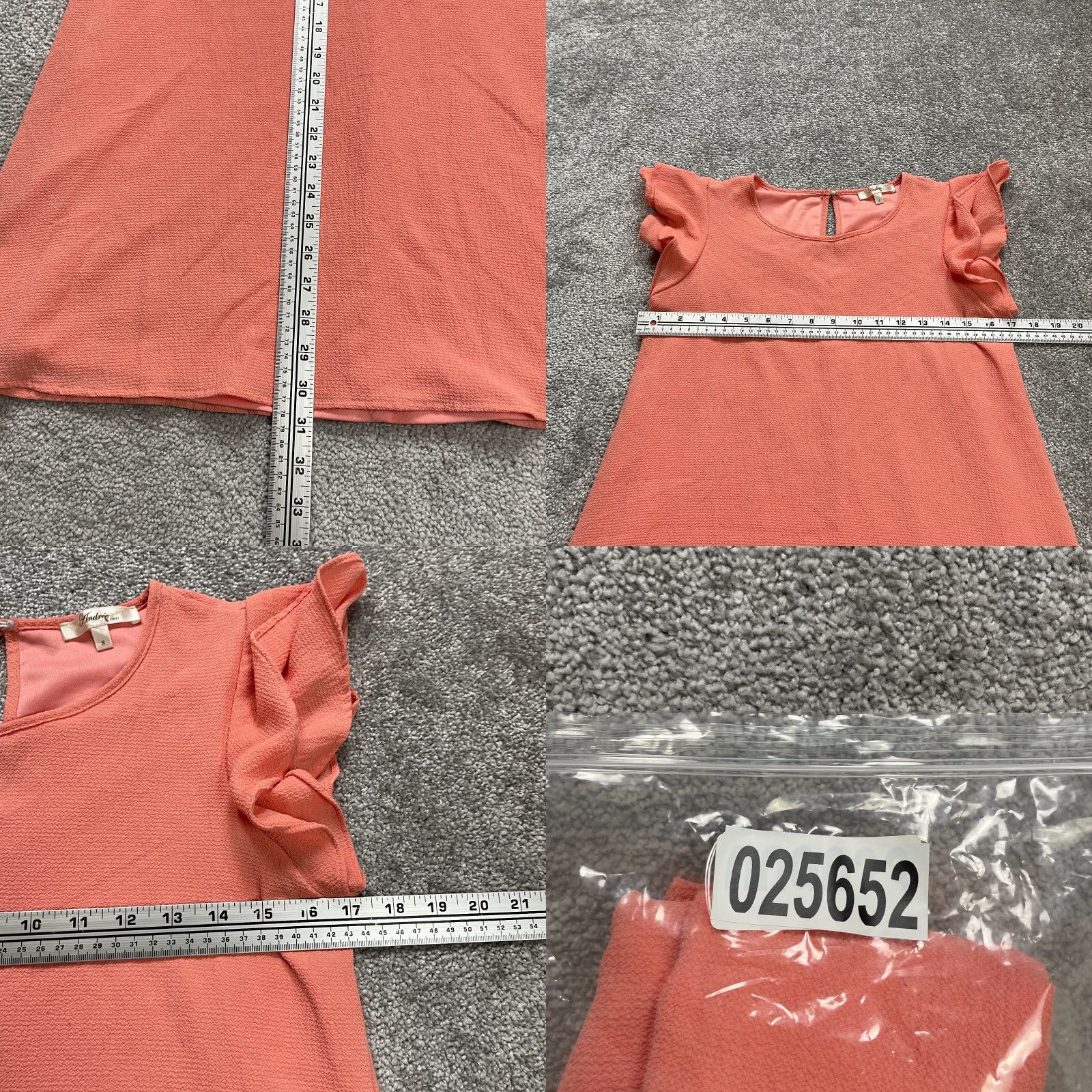 Vintage Andree By Unit Dress Womens Small Pink Shift Midi Ruffle Short Sleeve Round Neck Size 28" / US 6 / IT 42 - 8 Thumbnail