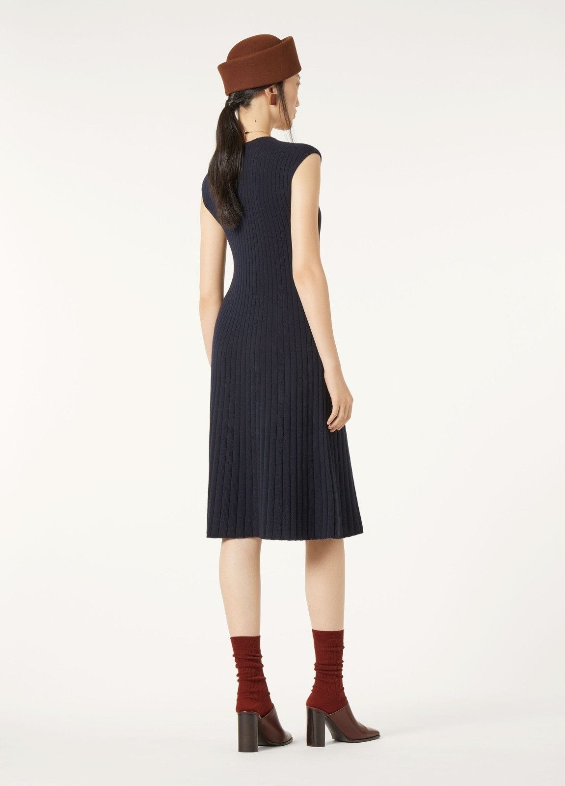 Loro Piana o1srvl11e0526 FAP1314 Coste Midi Dress in Navy Blue Size M / US 6-8 / IT 42-44 - 4 Thumbnail